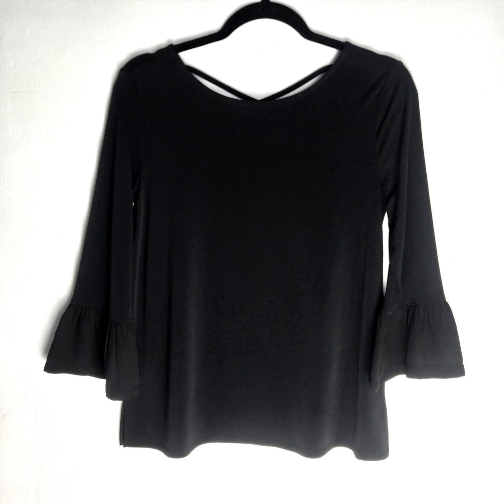 The Limited Collection Black Bell Sleeve‎ Criss Cross Neck Top Women's XS